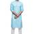 Blue cotton straight kurta for men