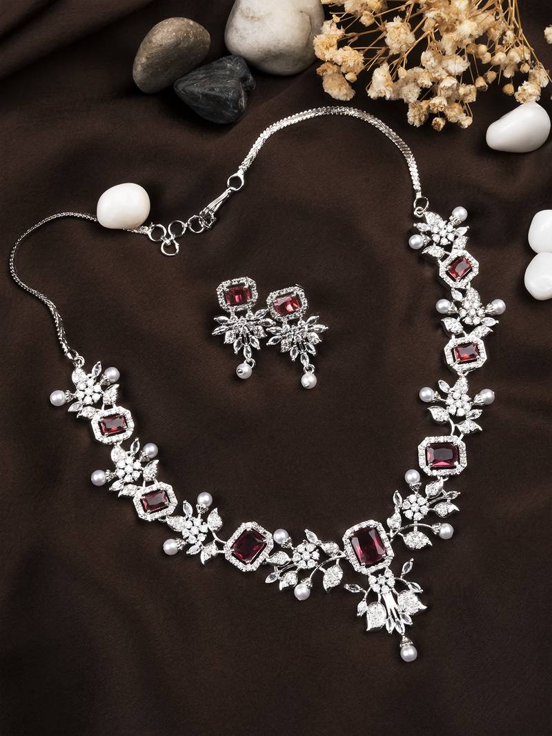 Statement red ad necklace set