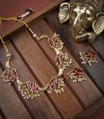 Gold plated red blooming necklace set