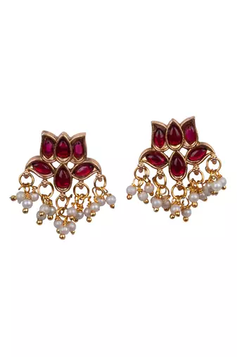 Gold plated red blooming necklace set