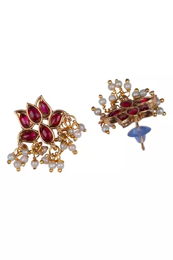 Gold plated red blooming necklace set