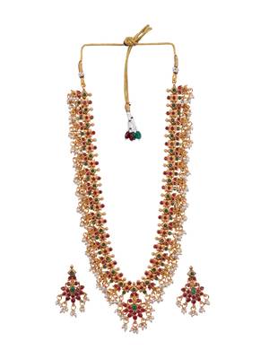 Multicolor temple long necklace set 2