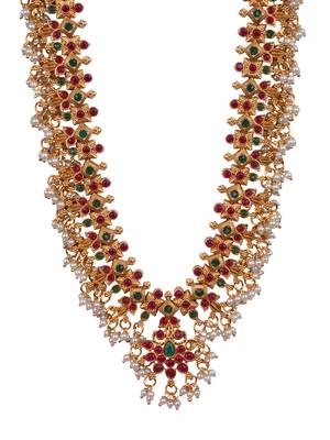 Multicolor temple long necklace set 3