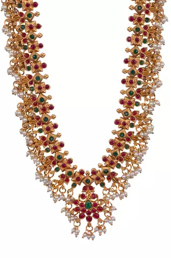 Multicolor temple long necklace set