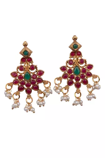 Multicolor temple long necklace set