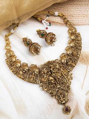 Gold plated dasaavatar necklace set 1