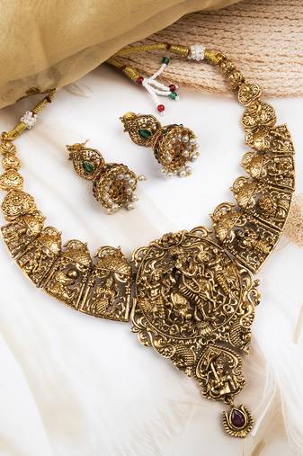 Gold plated dasaavatar necklace set