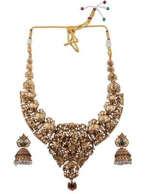 Gold plated dasaavatar necklace set 2