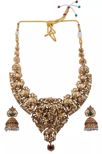 Gold plated dasaavatar necklace set