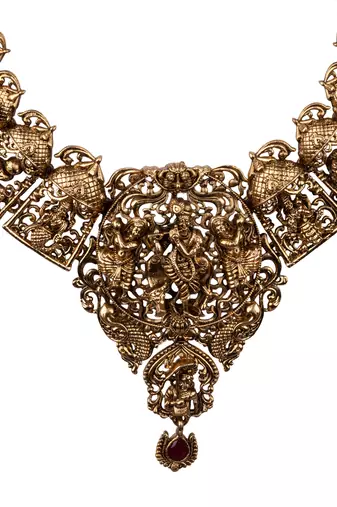 Gold plated dasaavatar necklace set