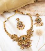 Classic south indian temple golden necklace set
