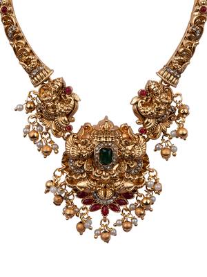 Classic south indian temple golden necklace set 3