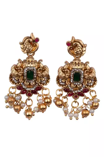Classic south indian temple golden necklace set