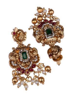 Classic south indian temple golden necklace set 5