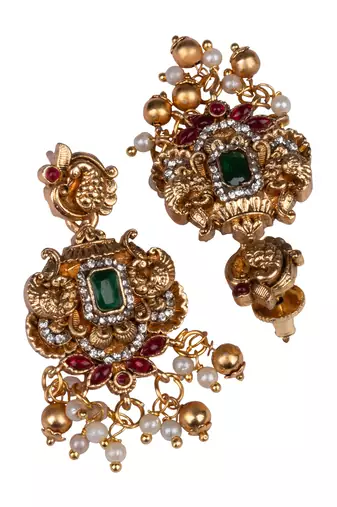Classic south indian temple golden necklace set