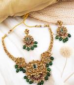 Classic south indian temple green necklace set