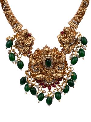 Classic south indian temple green necklace set 3