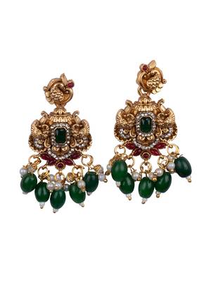 Classic south indian temple green necklace set 4