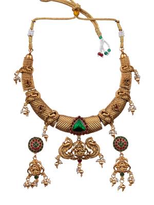 Traditional temple green necklace set 2