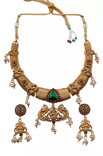 Traditional temple green necklace set