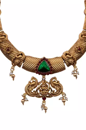 Traditional temple green necklace set