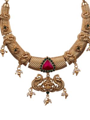 Traditional temple red necklace set 3
