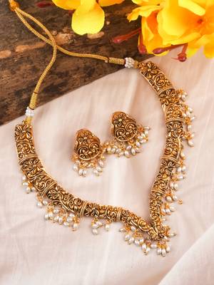Antique finish temple necklace set 1
