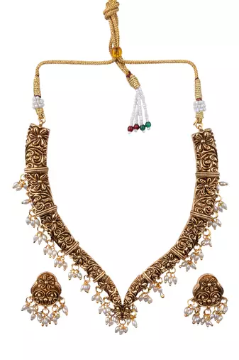 Antique finish temple necklace set