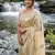 Cream Color Embroidery Beats Work Space art silk saree
