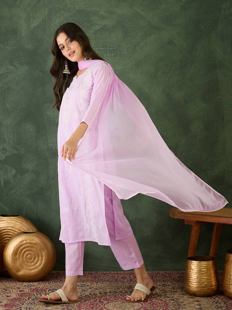 Light-purple embroidered suit