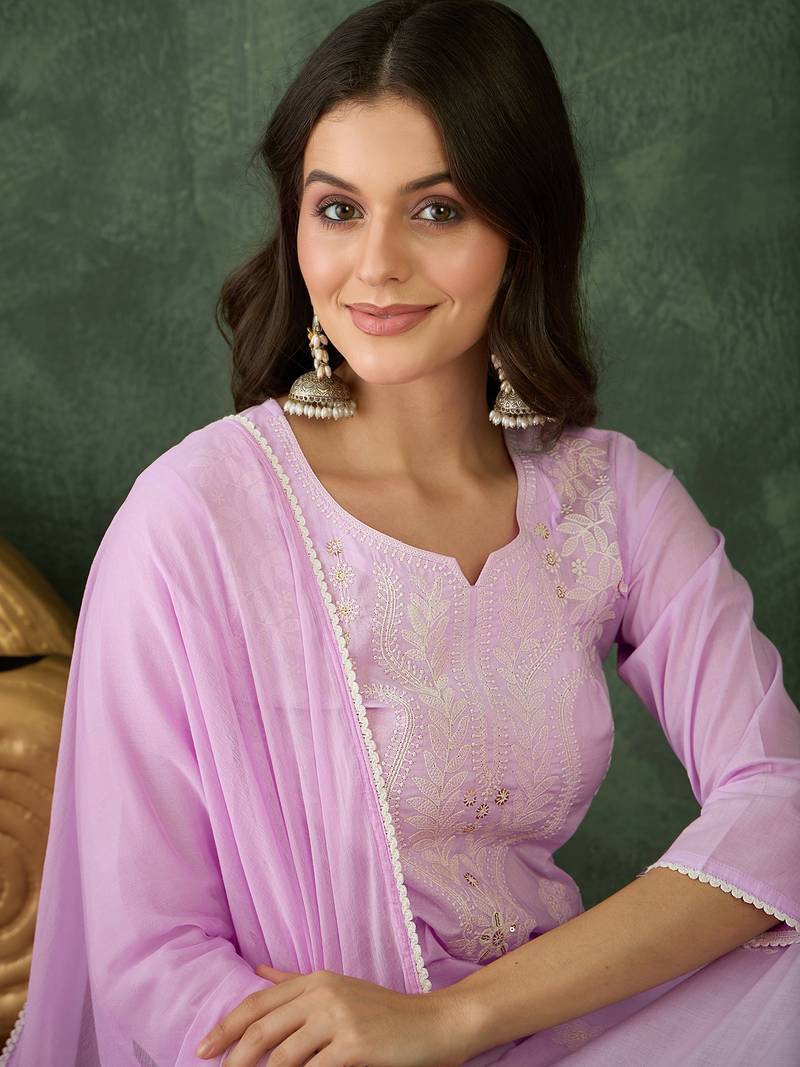 Light-purple embroidered suit