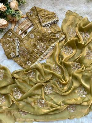 Mirror Work Lace Satin art silk saree 4