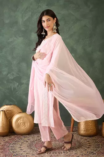 Light- pink embroidered suit