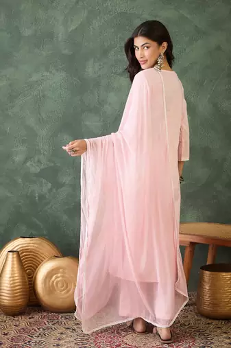 Light- pink embroidered suit