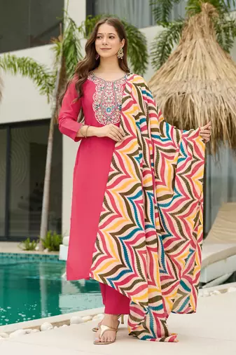 Pink embroidered suit set