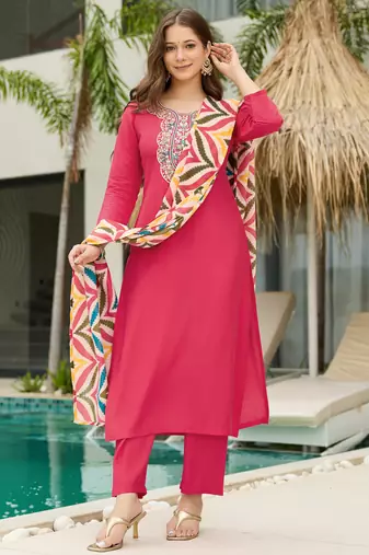 Pink embroidered suit set
