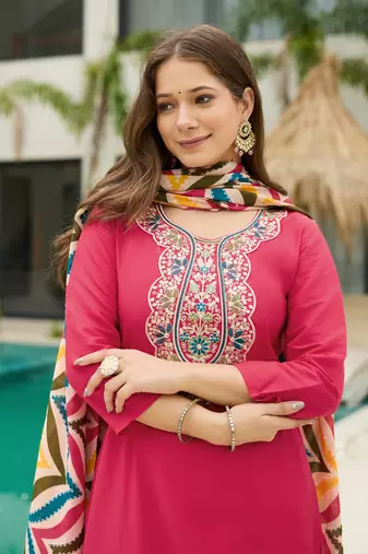 Pink embroidered suit set