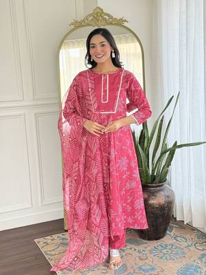 Rani pink printed suit 1