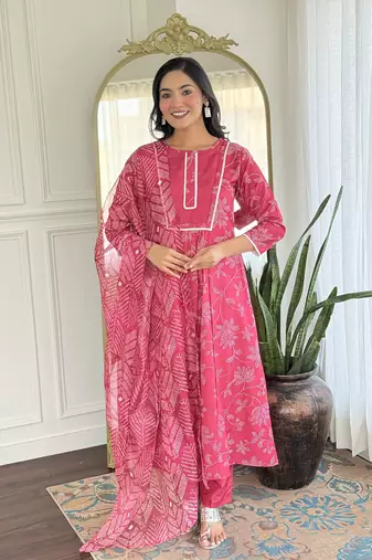 Rani pink printed suit