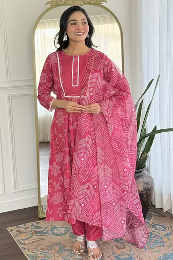 Rani pink printed suit