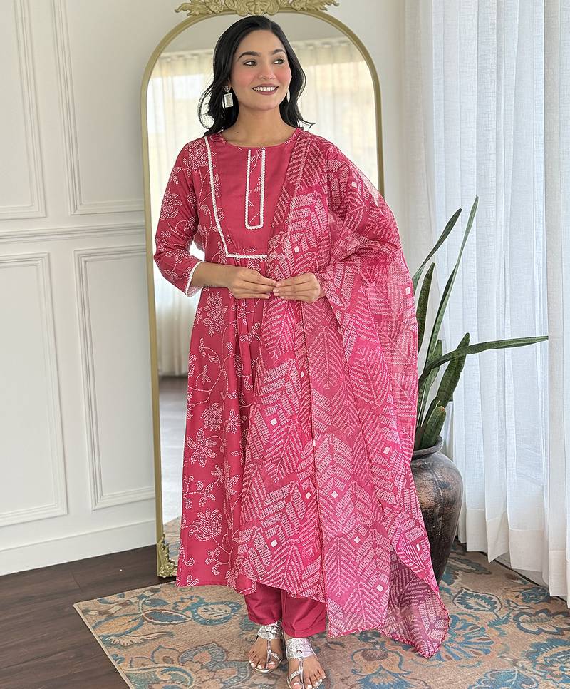 Rani pink printed suit