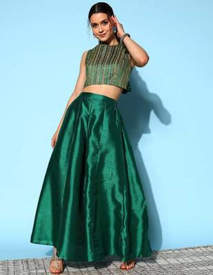 Dark green printed crepe co ord set 3