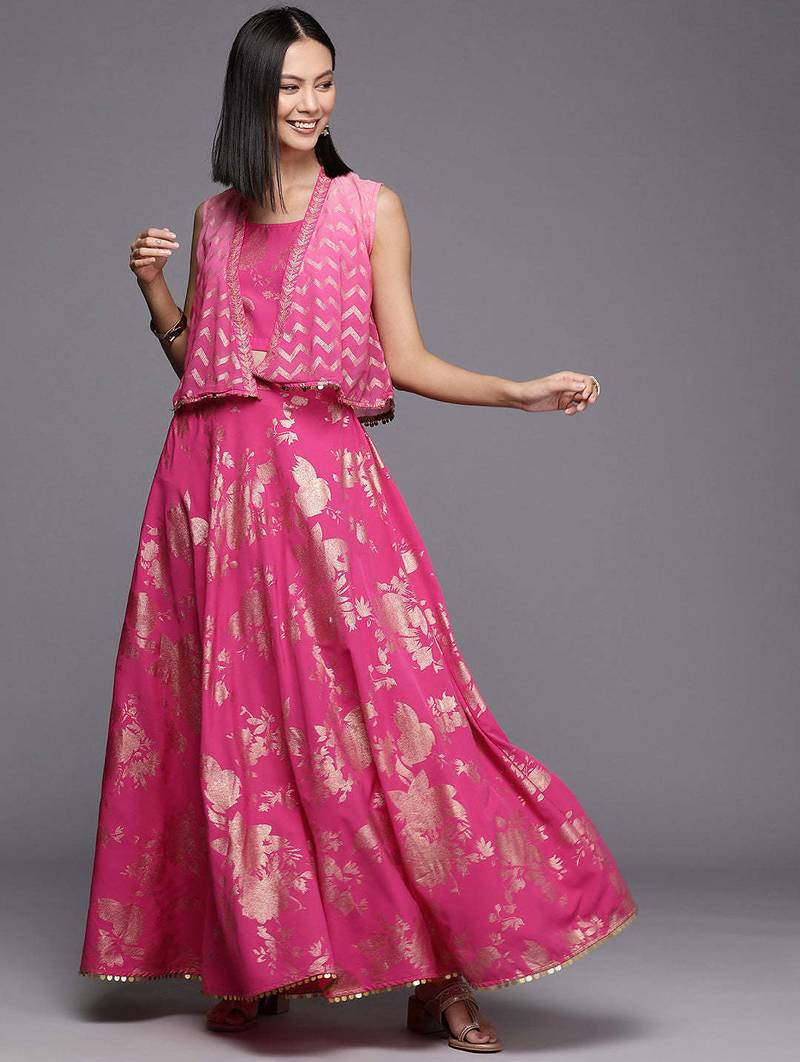 Pink printed crepe co ord set