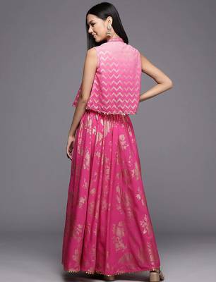 Pink printed crepe co ord set 3