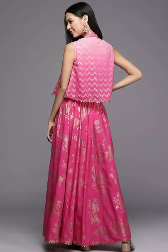 Pink printed crepe co ord set