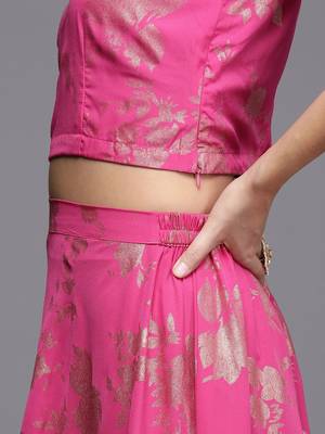 Pink printed crepe co ord set 5