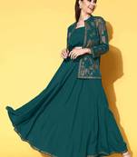 Green printed crepe co ord set