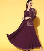 Burgundy printed crepe co ord set