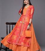 Orange printed crepe dresses