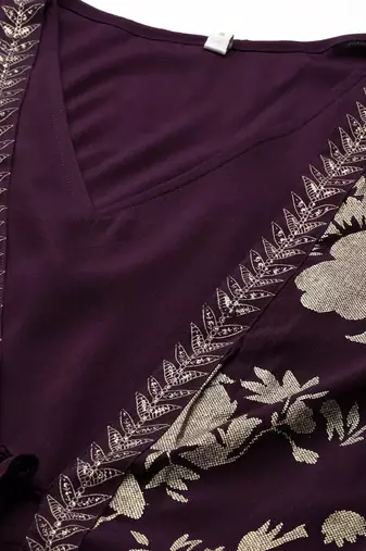 Wine printed crepe ethnic dresses